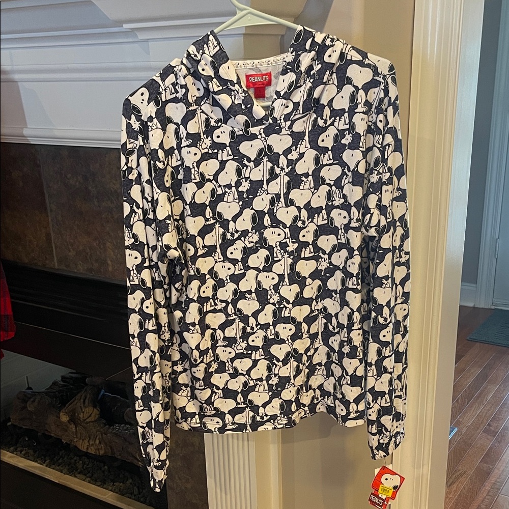 Peanuts Snoopy Patterned Jacket in Navy and White